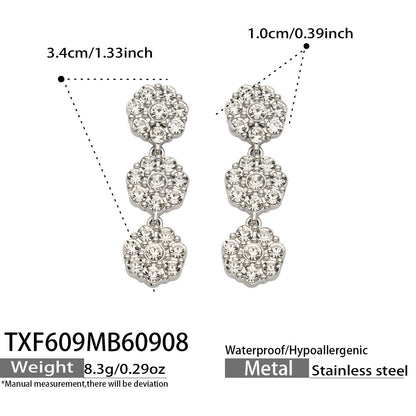 B廠【TXP609】氣質彩色鑲鋯石花瓣不銹鋼項鍊手鍊耳環小眾女士潮酷超閃套裝飾品
 26.09-3