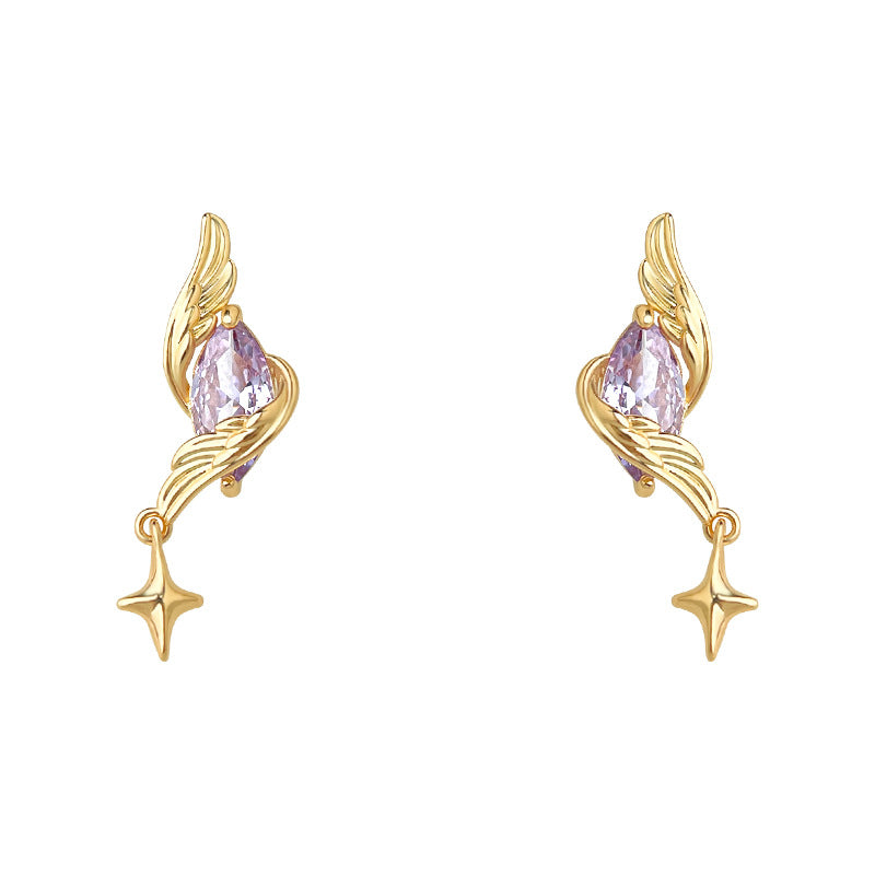 C廠【6918】原創設計鑲嵌紫鋯石芒星耳環S925銀針時尚高級感新款耳飾
 25.10-4