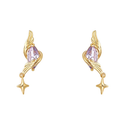 A廠【6918】原創設計鑲嵌紫鋯石芒星耳環S925銀針時尚高級感新款耳飾
 25.10-4