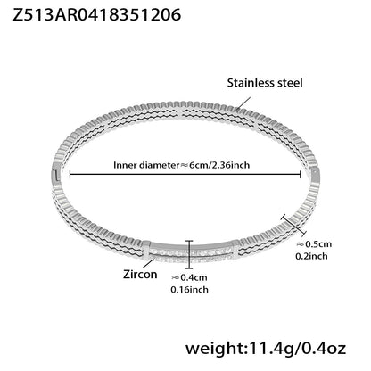 B廠【Z512】不鏽鋼單排鑽鋯石卡扣手鐲組合歐美時尚潮酷手飾鍍18k金不掉色
 25.12-2