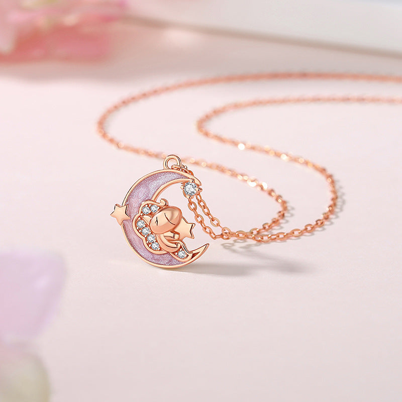 E廠【DQ2235N】原創星月萌馬項鍊女S925純銀小眾設計感可愛小馬鎖骨鏈2026年
 25.12-1