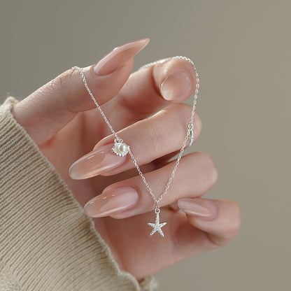 D廠【YC1419N】S925純銀貝殼星星項鍊氣質百搭甜美小眾清新文藝風鎖骨鏈 25.02-4