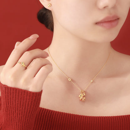 D廠【YC4030N】原創足銀S999銜寶萌駒木馬鋯石項鍊吊墜輕奢耳環本命年手鍊
 26.01-2