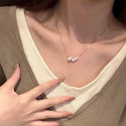 E廠【DQ1756N】簡約簡約貓眼珠突變項鍊女S925純銀ins風設計銀珠滾珠鎖骨鏈 25.07-4