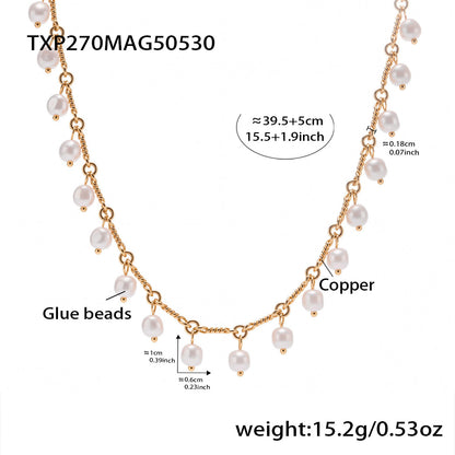 B廠【TXP270】歐美飾品手工串珠膠珠流蘇手鍊項鍊組環保銅材質鍍18k金 25.06-1