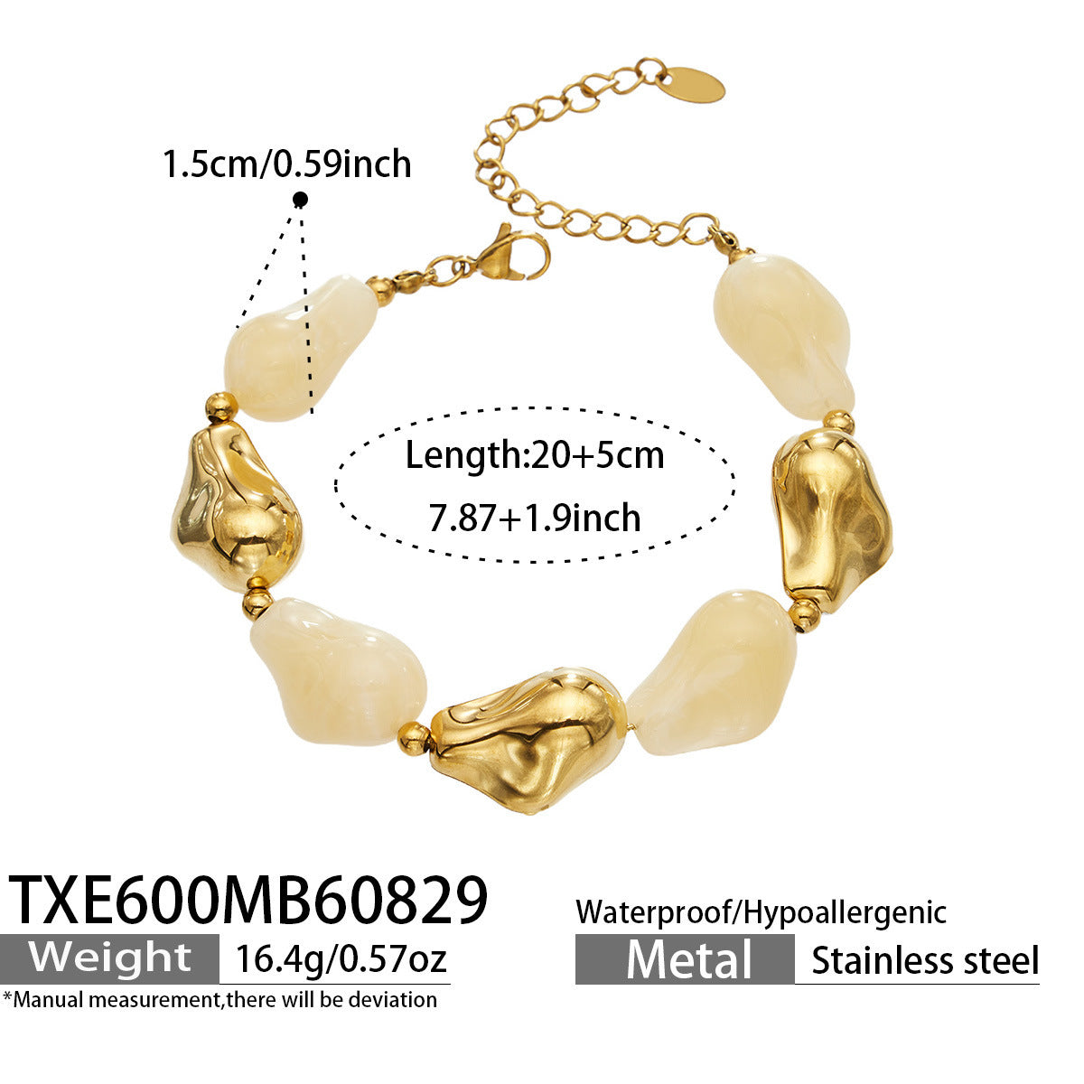 B廠【TXP600】跨境飾品不規則樹脂不銹鋼手鍊小眾撞色ins風輕奢女手鍊項鍊套裝
 26.09-1