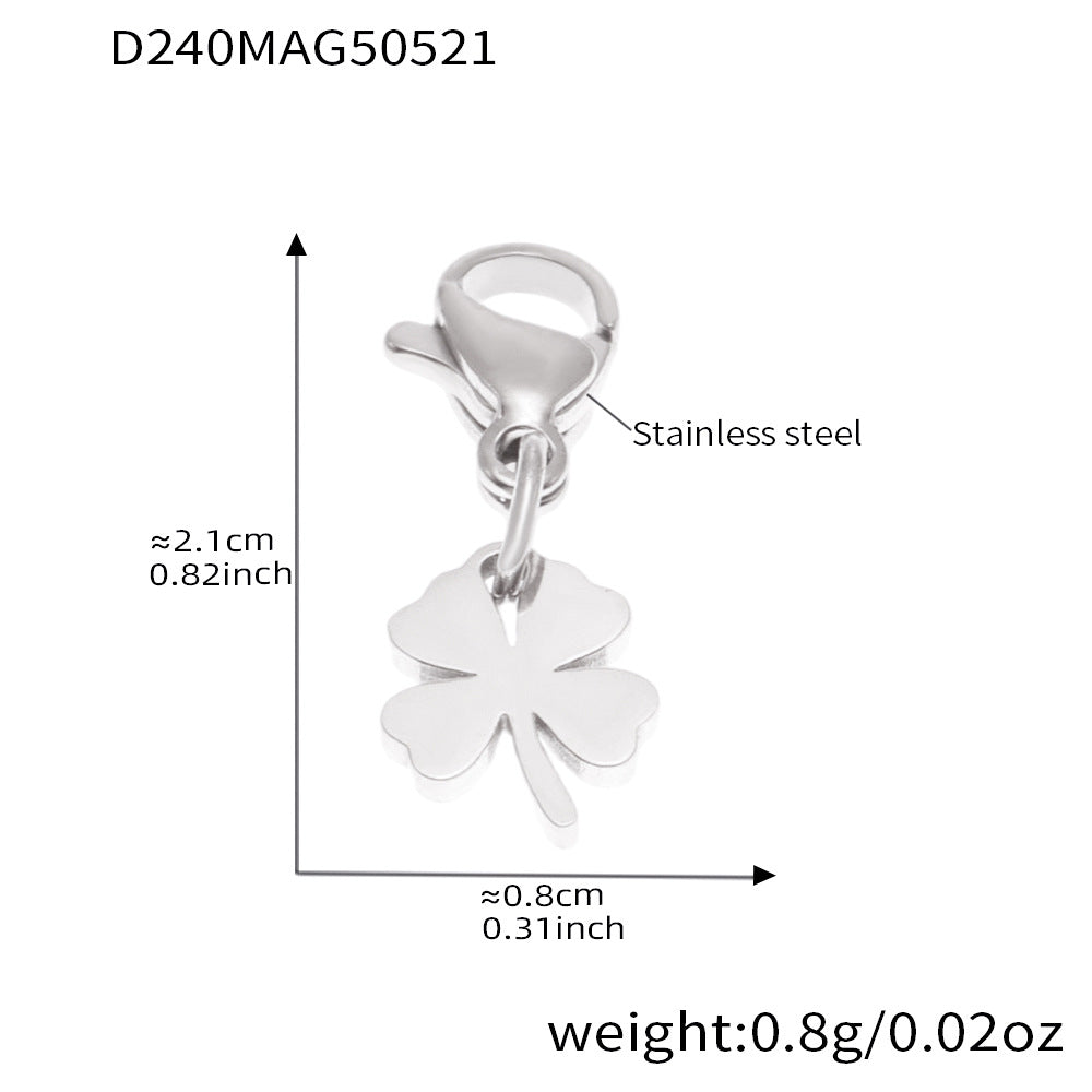 B廠【TXP266】不銹鋼材質紅辣椒四葉花吊墜項鍊手鍊套裝DIY鍍18k金不掉色 25.06-1