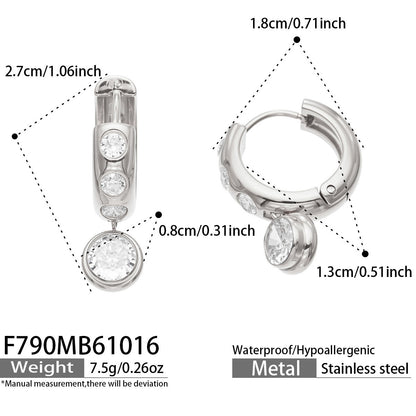 B廠【F790】歐美高級感環形鑲嵌超閃鋯石吊墜不鏽鋼鍍金耳環
 26.10-4