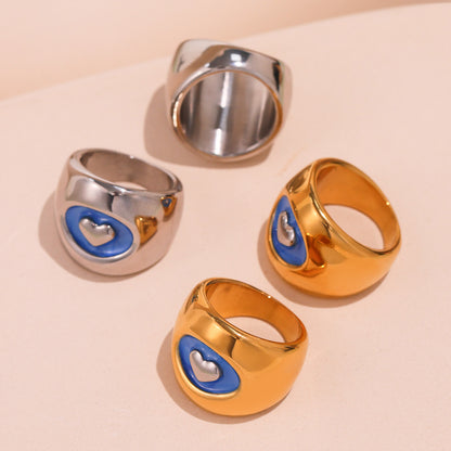 B廠【A742】歐美飾品凡高油畫愛心高拋光戒指不鏽鋼材質鍍18k真金保色 25.05-3