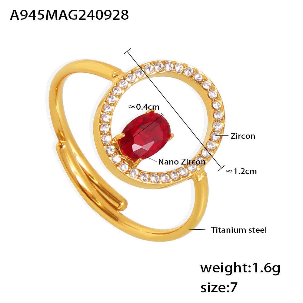 B廠【A945】歐美鑄造開口可調滿鑽手工鑲鋯戒指鈦鋼材質鍍18k金跨境首飾 24.10-1