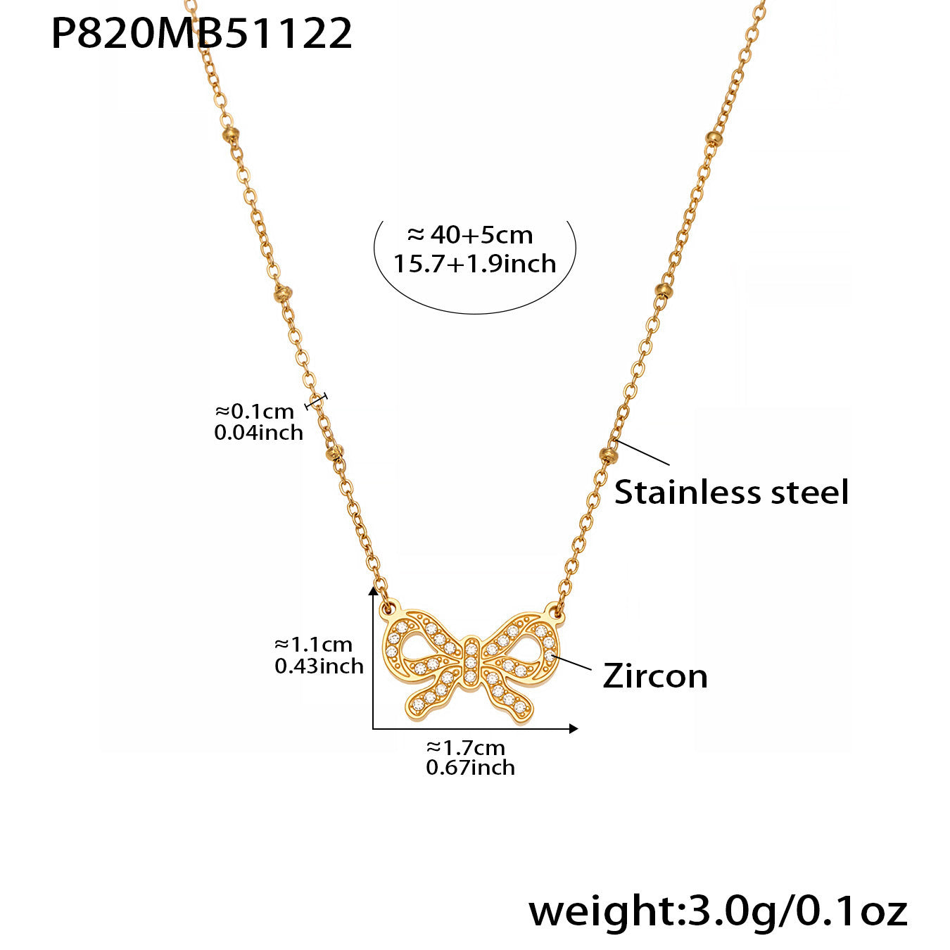 B廠【P820】不銹鋼滿鑽愛心皇冠鋯石多配件吊墜 夾珠鏈條項鍊鍍18k真金不掉色
 25.11-4