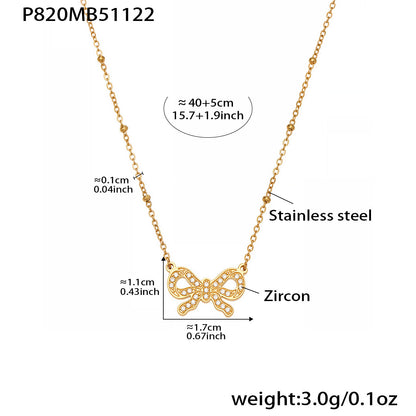B廠【P820】不銹鋼滿鑽愛心皇冠鋯石多配件吊墜 夾珠鏈條項鍊鍍18k真金不掉色
 25.11-4