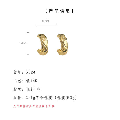 A廠【5824】高級感925銀針鍍14K簡約通勤時尚輕奢金屬感耳環飾品
 25.09-3