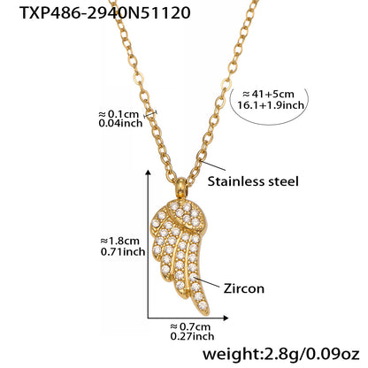 B廠【TXP486】超閃5A鋯石小翅膀造型手鍊項鍊耳環戒指組不鏽鋼鍍18k金
 25.11-4