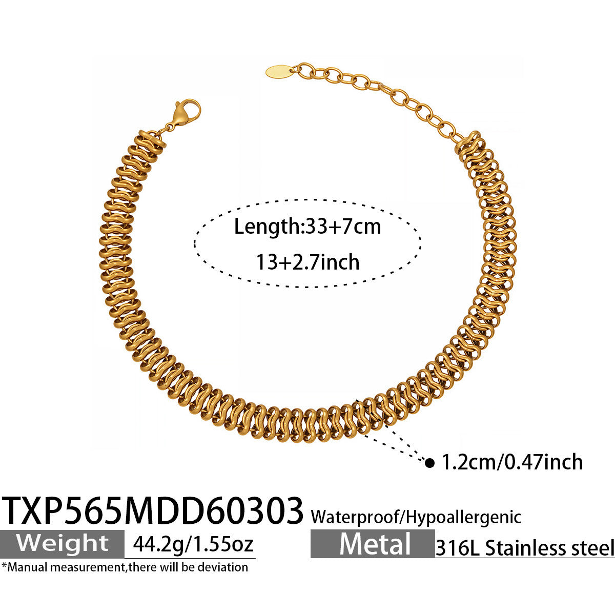 B廠【TXP565】歐美新款手工編織古巴嘻哈項鍊手鍊潮人街舞不鏽鋼18k金飾品套裝
 26.03-2
