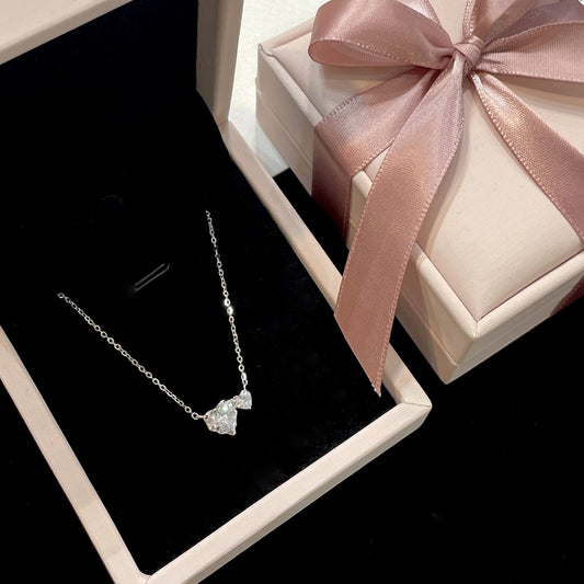 E廠【XDQ0549N】S925純銀爆閃心相依項鍊女高級感精緻愛心閃鋯甜美鎖骨鏈潮
 26.01-1