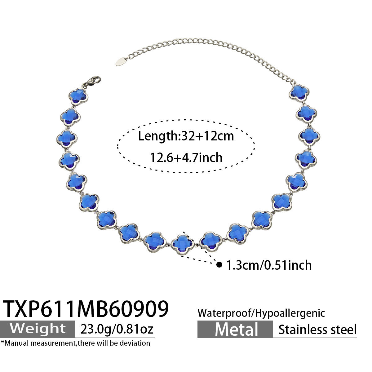 B廠【TXP611】謎麗港風顯貴四葉花不鏽鋼鍍金紅玻璃簡約小眾項鍊手鍊耳飾飾品女
 26.09-3