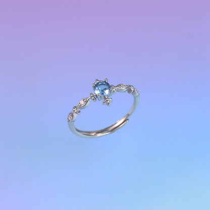 E廠【XDQ8332R】S925純銀輕奢精緻爆閃海藍鋯石戒指女小眾設計百搭開口指環
 26.03-3