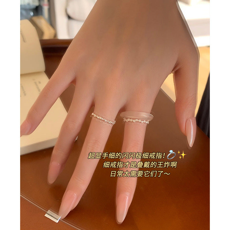 E廠【XDQ8400R】S925純銀不規則熔岩光面戒指女韓版簡約幾何光珠疊戴開口指環 26.07-1