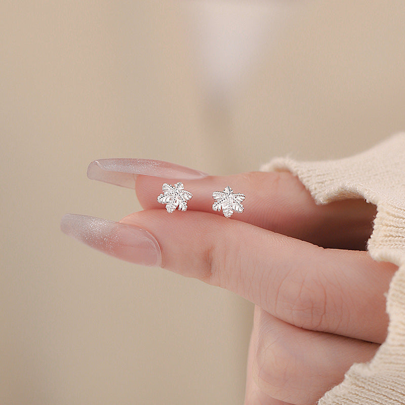 E廠【YC2075E】S999足銀雪花耳環冬季爆款簡約高級感氣質精緻養耳洞耳飾 25.01-2