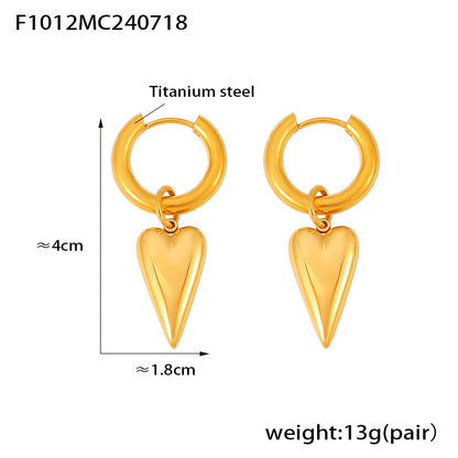 B廠【F1012】亞馬遜跨境熱銷環扣愛心耳環時尚復古設計鈦鋼鍍18k金潮流耳環女 24.07-4