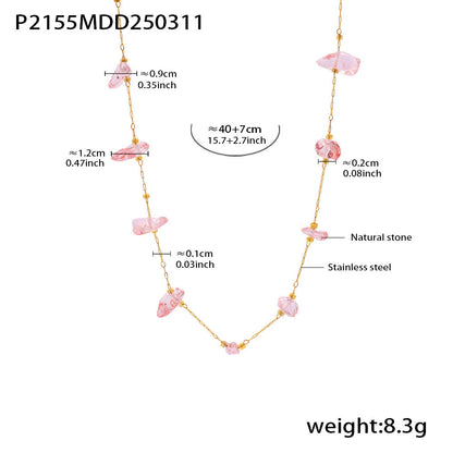 B廠【P2155】不規則天然碎石項鍊氣質百搭鎖骨鍊ins夏日度假糖果色首飾 25.03-3