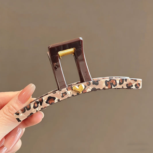 C廠【X156】復古豹紋醋酸愛心抓夾大號女後腦勺盤髮鯊魚夾子時尚髮夾髮卡髮飾
 26.04-4