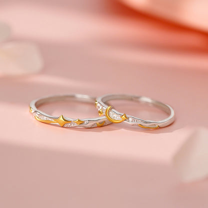 D廠【YC4855R】足銀S999星月情侶對戒小眾自然氣質新款百搭送女友禮物手飾 26.01-4