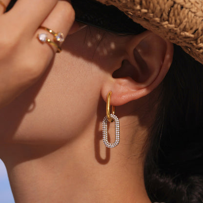 B廠【F234】跨境熱銷飾品304不鏽鋼鋯石精工黏鑽U型耳扣鍍18k真金耳飾 25.05-3