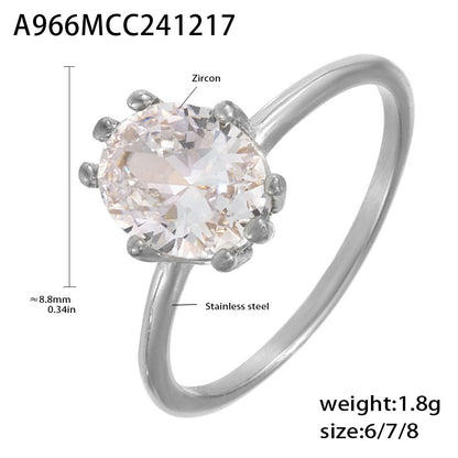 B廠【A966】幾何橢圓鋯石戒指女INS風歐美跨國婚禮時尚百搭設計感珠寶 25.01-1