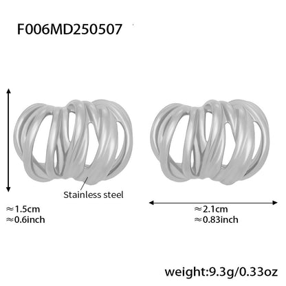 B廠【F006】歐美新款多線南瓜造型耳環耳環不鏽鋼18k鍍真金個性耳飾 25.05-3