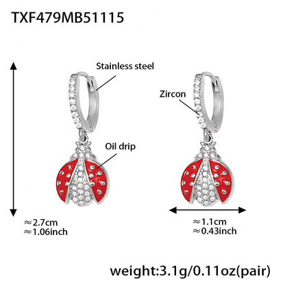 B廠【TXP479】不銹鋼5A鋯石滴油七星瓢蟲多配件吊墜項鍊手鍊耳環腳鍊套裝
 25.11-3