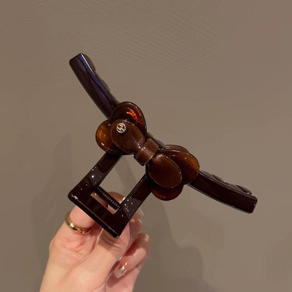 C廠【X169】美拉德棕色醋酸蝴蝶結抓夾氣質復古盤髮夾秋冬新款大鯊魚夾髮飾
 26.04-4「C廠-單筆結帳需滿，NT$500出貨(不含運費)」