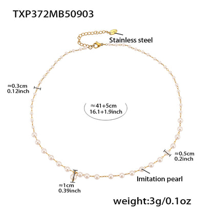 B廠【TXP372】跨境櫻桃愛心手工串仿珍珠項鍊手鍊套裝小眾設計不銹鋼材質
 25.09-2
