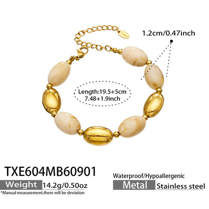 B廠【TXP604】歐美跨境多巴胺串珠不銹鋼鍍金項鍊時尚百搭甜美鎖骨鏈手鍊女套裝
 26.09-1