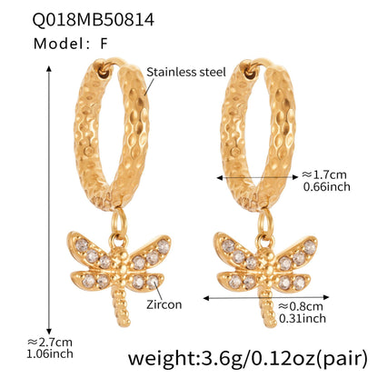 B廠【Q018】歐美輕奢風微鑲鋯石蜻蜓帶鑽耳環小眾幾何耳骨夾耳環耳飾女 25.08-5