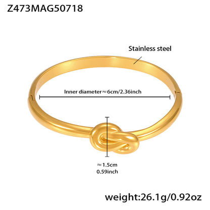 B廠【Z473】不鏽鋼幾何扭結卡扣手鐲鍍18k真金雙環百搭Z字造型個性手鐲 25.07-4
