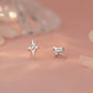 E廠【YC2912E】S999足銀四芒星珍珠耳環潮流韓風時尚小眾設計養耳洞耳飾 25.04-2