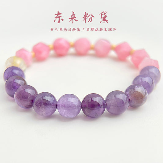 C廠【5849】個性風潮新中式天然石紫水晶薰衣草紫手鍊女原創設計手飾飾品 25.05-1