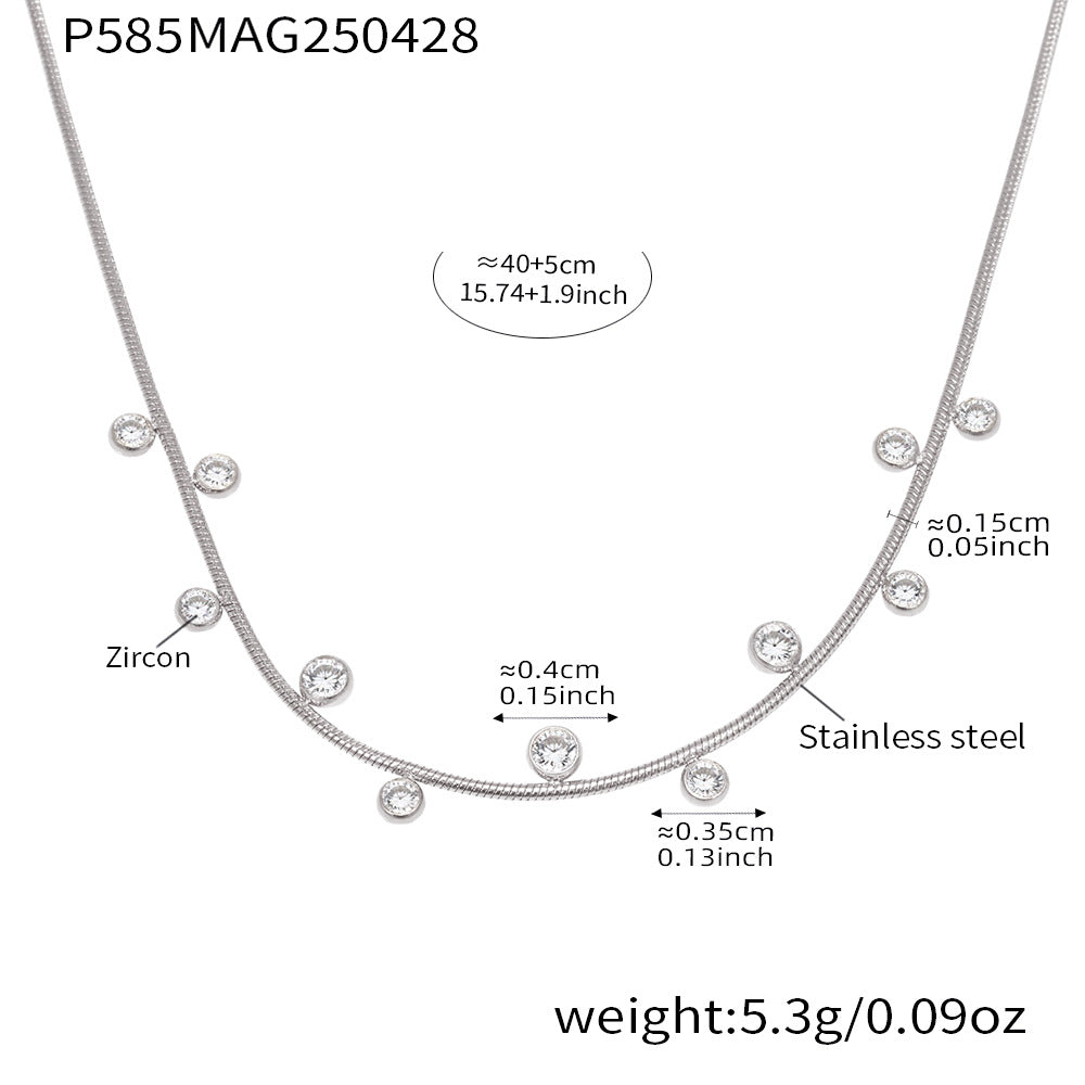 B廠【P1267】新款5A鋯石四葉花帶鑽鎖骨項鍊不鏽鋼材質鍍18k金保色飾品 25.05-2