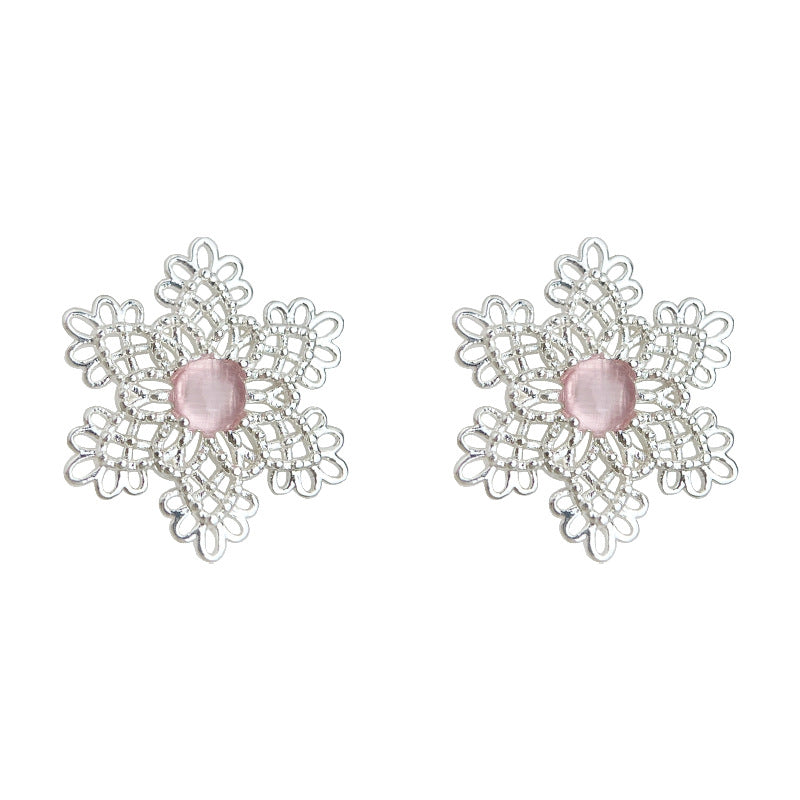 A廠【6370】繁花~設計師款925銀針法式清新甜美鏤空花朵耳環優雅氣質耳飾
 26.02-4