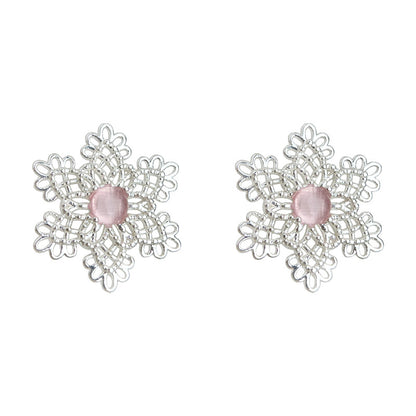 A廠【6370】繁花~設計師款925銀針法式清新甜美鏤空花朵耳環優雅氣質耳飾
 26.02-4