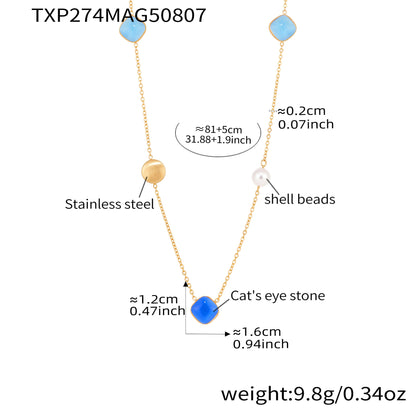 B廠【TXP274】新款七彩轉運珠彩虹糖水晶項鍊不鏽鋼鏈條ins小眾設計首飾 25.08-3