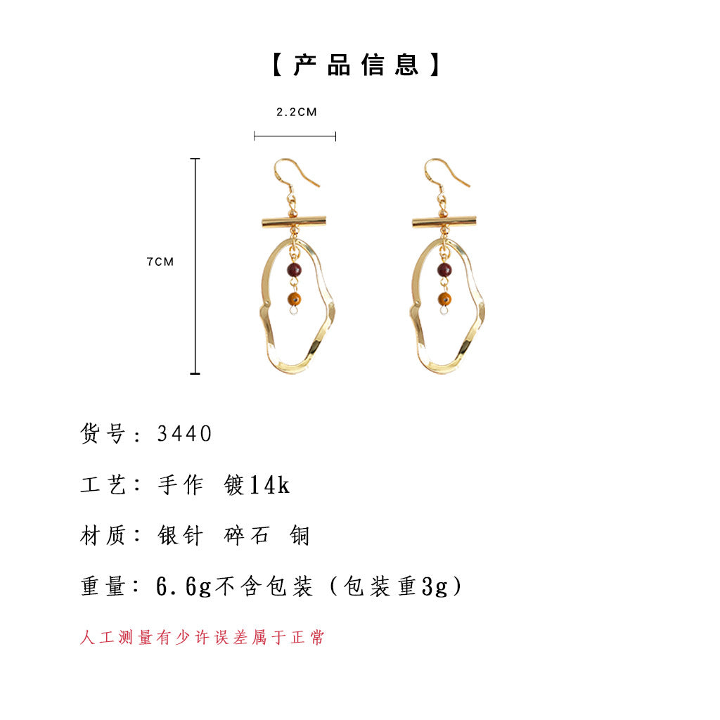 C廠【3440】中古風誇張不規則鏤空手工藝秋冬高級感耳飾復古設計感宮廷風耳環女 24.05-3