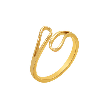 B廠【Y135】不鏽鋼鏤空交叉水滴幾何戒指 ins鍍18k金歐美百搭個性氣質食指戒
 26.01-1