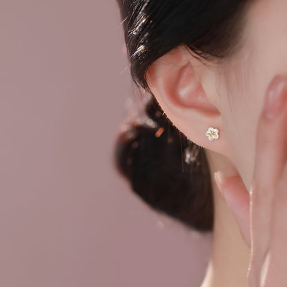 D廠【YC9648E】足銀S999高級感甜美花朵耳環女清新森系韓風氣質小眾精緻耳飾
 26.03-1