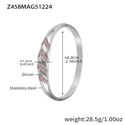 B廠【Z086】不鏽鋼5A鋯石幾何形手鐲鍍18k真金多手環組合 跨國時尚百搭首飾
 26.01-1