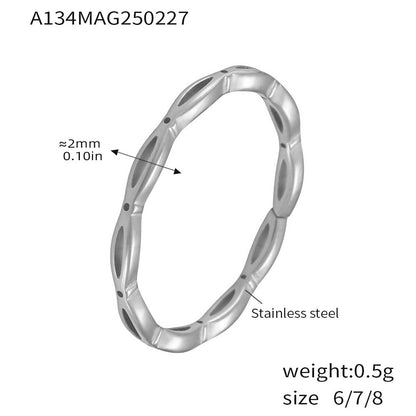 B廠【A133】ins跨國不銹鋼材質簡約復古鏤空疊戴戒指食指戒百搭指環女 25.03-1