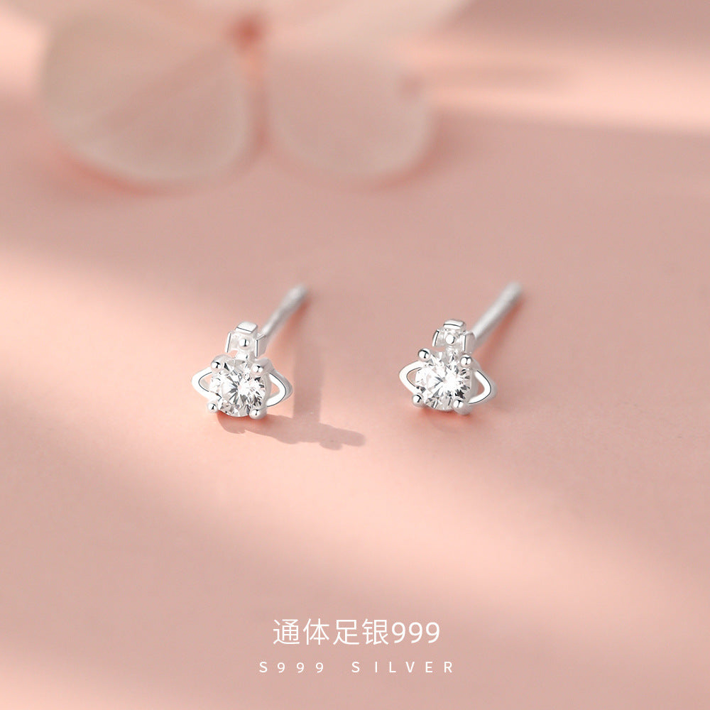 D廠【YC8471E】足銀S999星球鋯石耳環自然百搭小巧輕奢溫柔設計感養耳洞耳飾
 26.09-3
