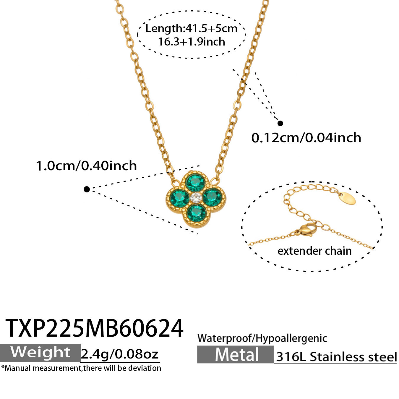 B廠【TXP225】跨境時尚花朵鑲水鑽耳釘ins小眾精緻女士項鍊首飾套裝不銹鋼飾品 26.07-1